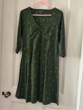 Toad&Co Forest Green V-Neck Long Sleeve A-Line Dress